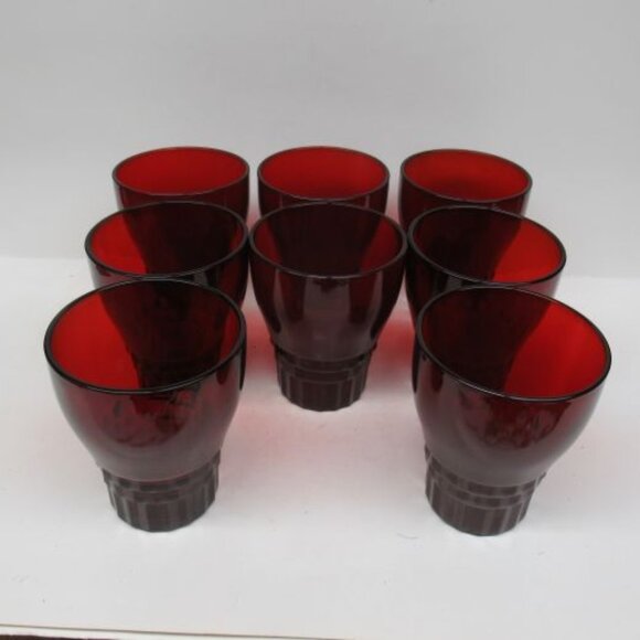 8 - Anchor Hocking Glass Royal Ruby Red GEORGIAN 4 Inch Flat Water Tumblers - Picture 5 of 6